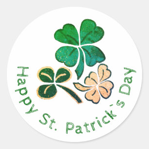 Sticker Rond Heureux Shamrock Clover Joyeux Saint Patrick's day