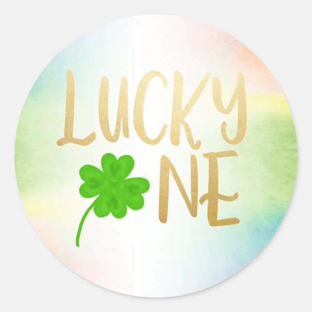 Sticker Rond Heureux un shamrock de la Saint-Patricks (Devant)
