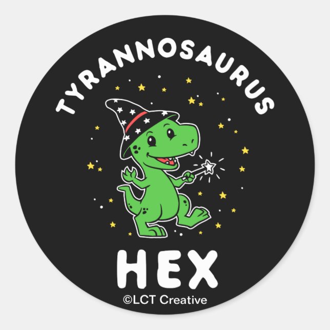 Sticker Rond Hex Tyrannosaurus (Devant)