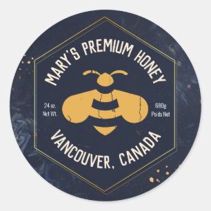Sticker Rond Hexagon Honey Bee Logo Honey Jar