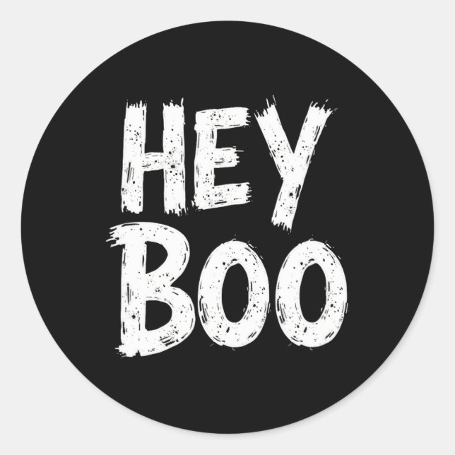 Sticker Rond Hey Boo Funny Halloween Fantôme (Devant)