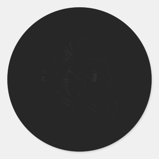 Sticker Rond Hey Cancer F U, Drôle Cat Doigt Moyen, Pour La Dan (Devant)