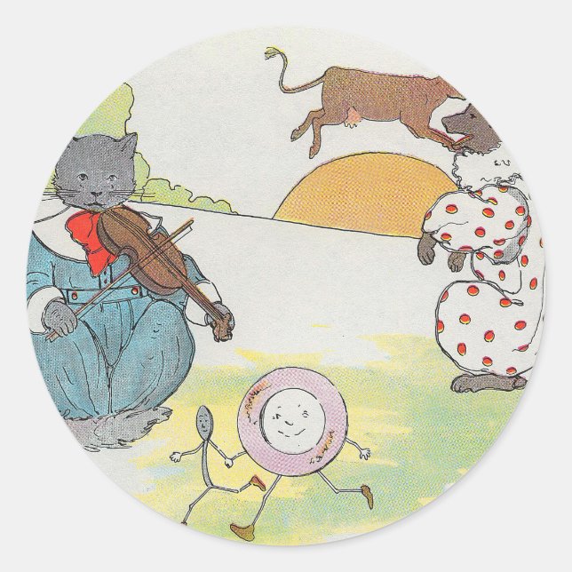 Sticker Rond Hey Diddle Diddle The Cat and Fiddle Rhyme (Devant)