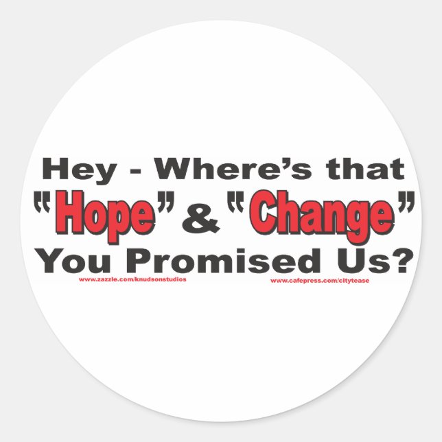 Sticker Rond Hey—Espoir et changement (Devant)
