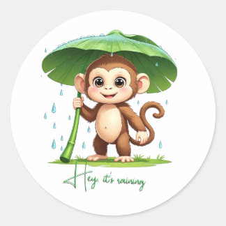 Sticker Rond Hey' It's Raining
