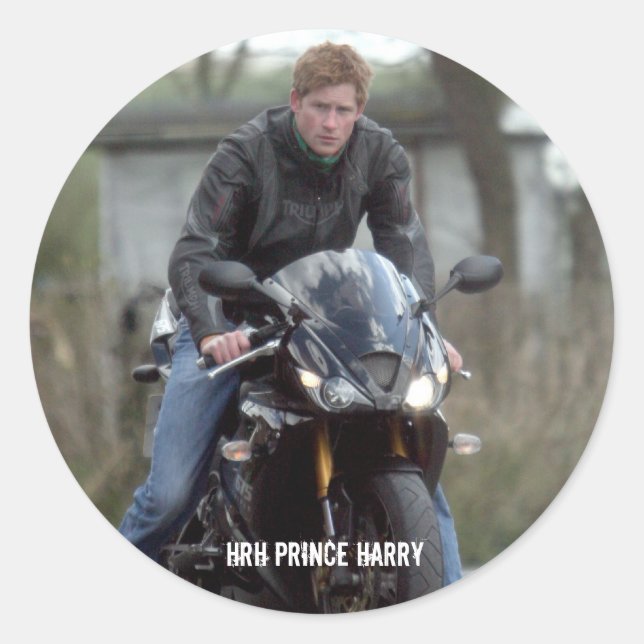 Sticker Rond HH Prince Harry moto (Devant)