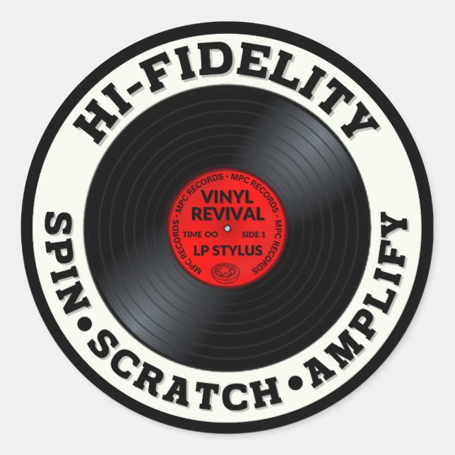 Sticker Rond HI-FIDELITY Spin, Scratch and Amplify (Devant)