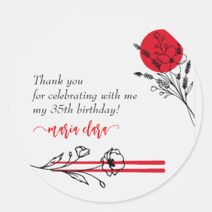 Sticker Rond Hibachi japonais barbecue grill Chef dîner d'anniv