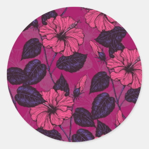 Sticker Rond Hibiscus
