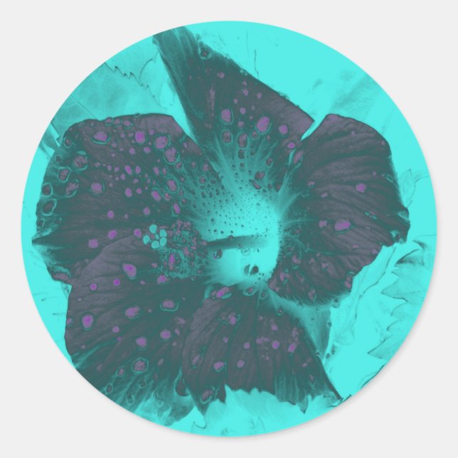 Sticker Rond Hibiscus Abstrait Tricolor (Devant)