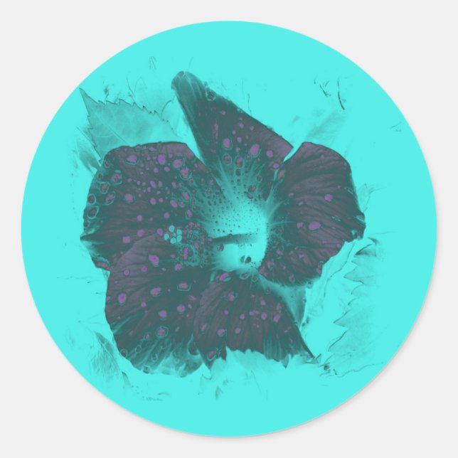 Sticker Rond Hibiscus Abstrait Tricolor (Devant)