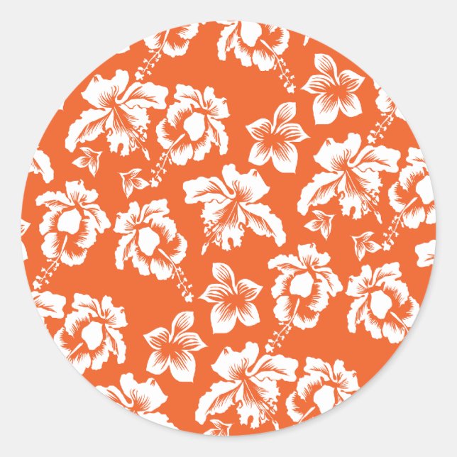Sticker Rond Hibiscus d'Hawaï orange (Devant)