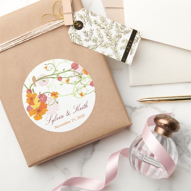 Sticker Rond Hibiscus Jaune Mariage Floral (Cadeaux)