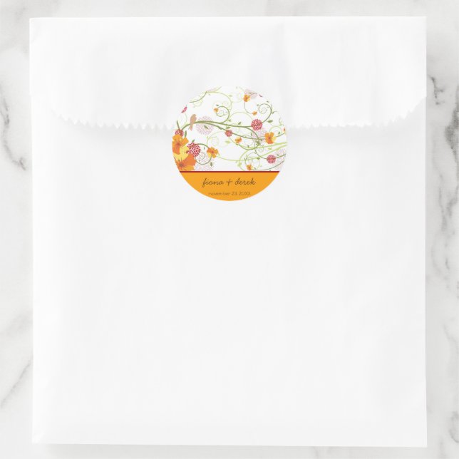 Sticker Rond Hibiscus Jaune Mariage Floral (Sac)