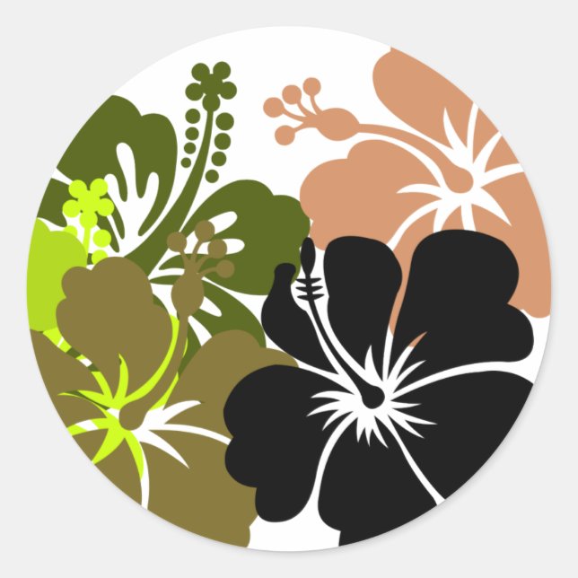 Sticker Rond Hibiscus mixte (Devant)