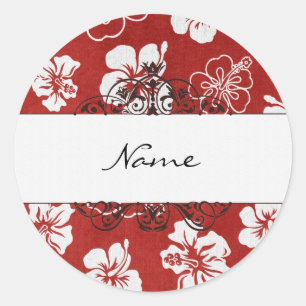 Sticker Rond Hibiscus nom ici