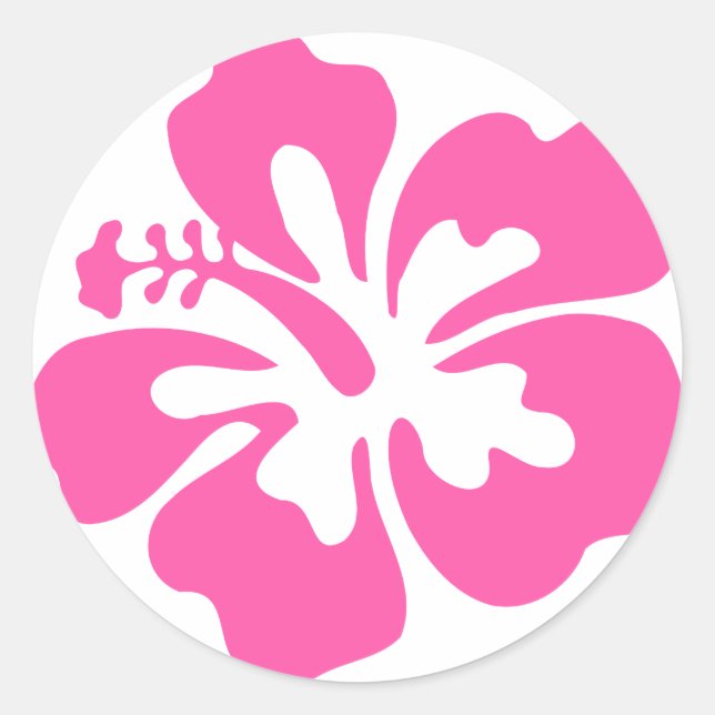 Sticker Rond Hibiscus rose (Devant)