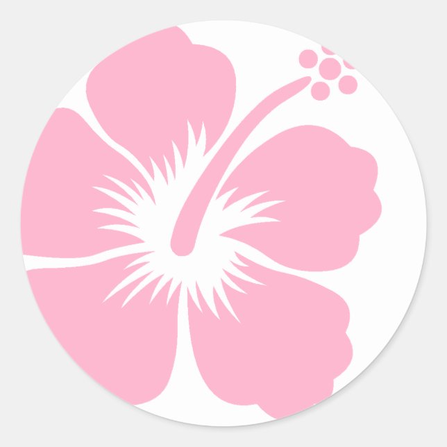 Sticker Rond hibiscus rose F (Devant)