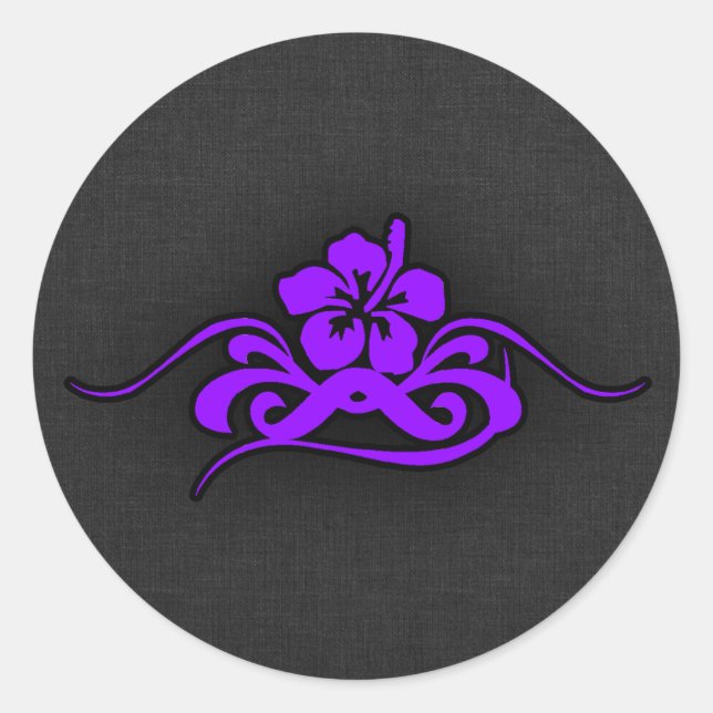 Sticker Rond Hibiscus Tribal Violet (Devant)