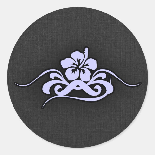 Sticker Rond Hibiscus tropical bleu lavande (Devant)