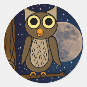 Sticker Rond hibou