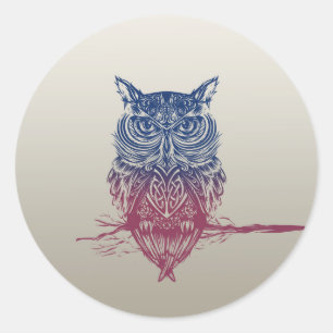 Sticker Rond hibou celtique magique