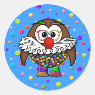 Sticker Rond hibou clown