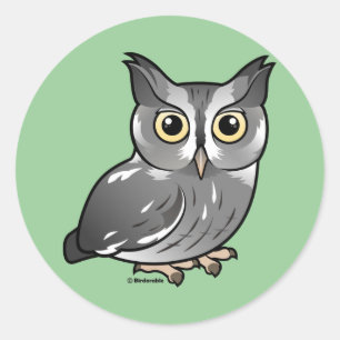 Sticker Rond Hibou de cri strident oriental (phase grise)