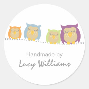 Sticker Rond Hibou de Pesrsonalised fait main par des