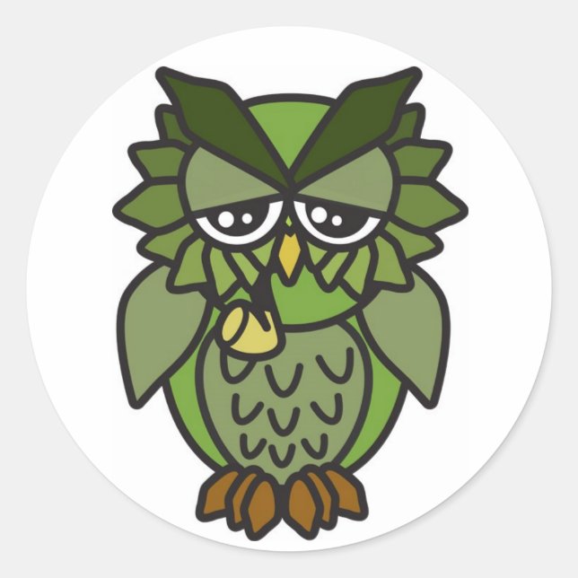 Sticker Rond Hibou de tabagisme 2,0 (Devant)