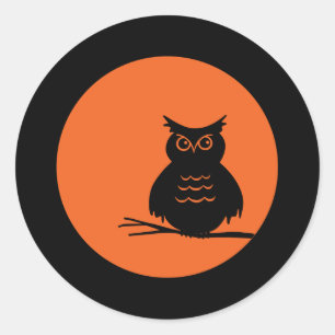 Sticker Rond Hibou d'Halloween