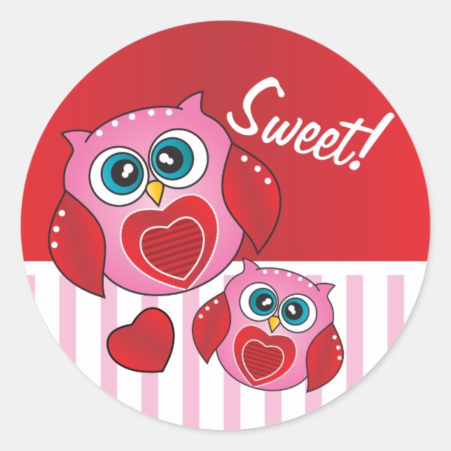 Sticker Rond Hibou doux Valentine (Devant)