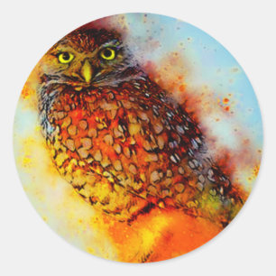 Sticker Rond Hibou éclaboussé