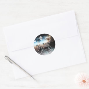Sticker Rond Hibou et Dame
