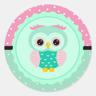 Sticker Rond Hibou et points