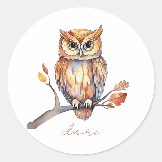 Sticker Rond Hibou personnalisé (Devant)