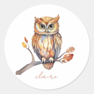 Sticker Rond Hibou personnalisé