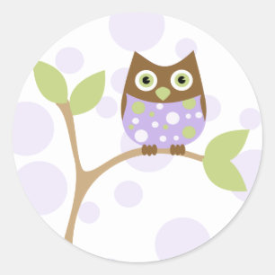 Sticker Rond Hibou pourpre de bébé