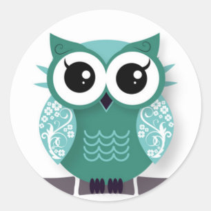Sticker Rond Hibou vert de bande dessinée