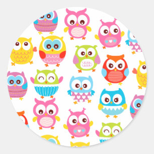 Sticker Rond Hiboux mignons de Litte