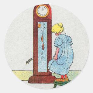 Sticker Rond Hickory, Dickory, Dock Mother Goose Nursery Rhyme