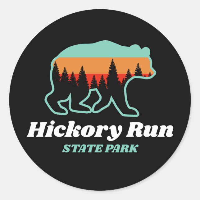Sticker Rond Hickory Run State Park Pennsylvania PA Bear Retro (Devant)