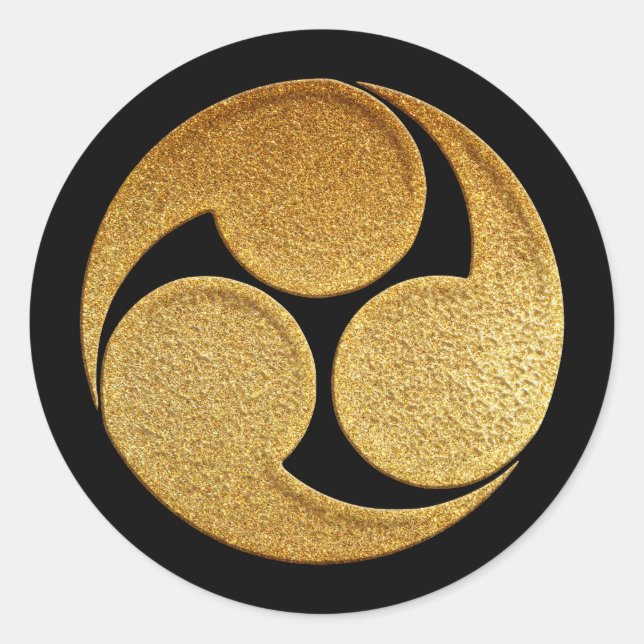 Sticker Rond Hidari Mitsu Tomoe Kamon en or (Devant)