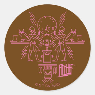 Sticker Rond Hiéroglyphes de la force de la faim des Ados d'Aqu