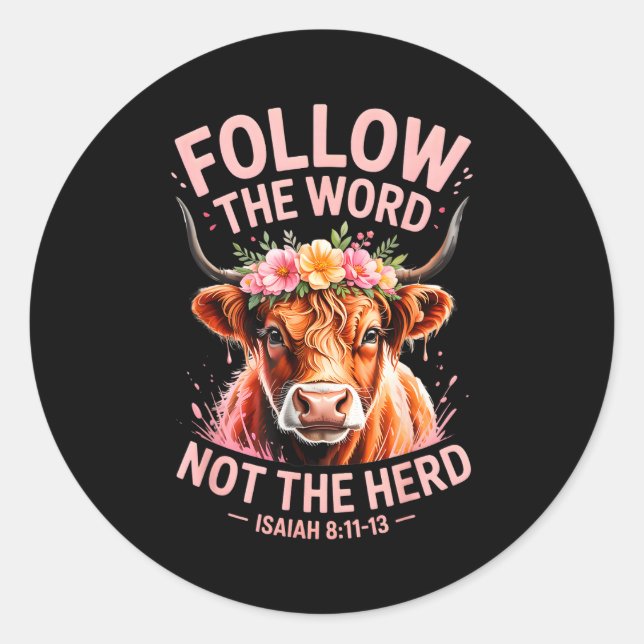 Sticker Rond Highland Cow Christian  (Devant)