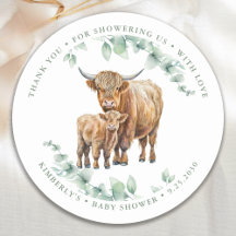 Highland Cow Green Baby shower d'animaux de ferme