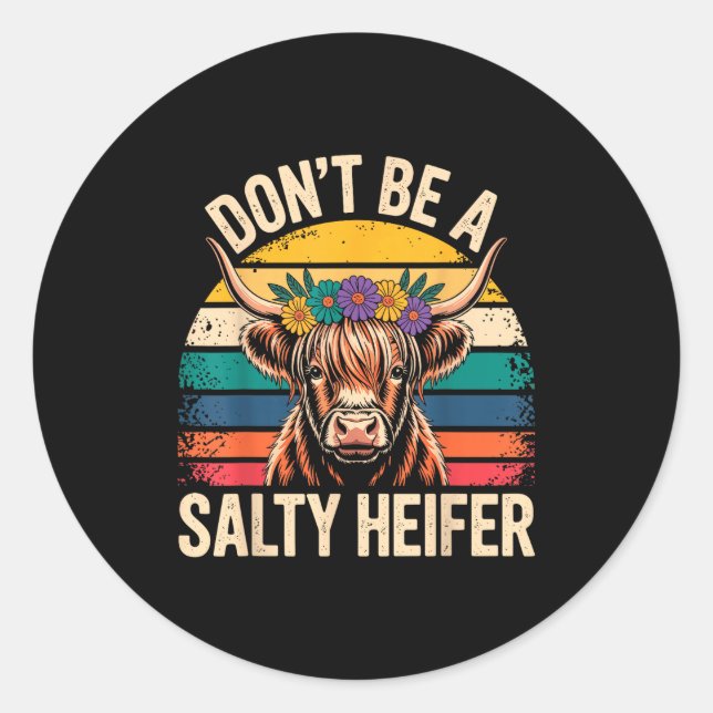 Sticker Rond Highland Cow Shirt Funny Men Women  (Devant)