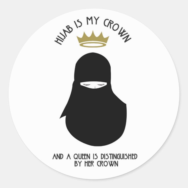 Sticker Rond Hijab est ma couronne - NIQAB (Devant)