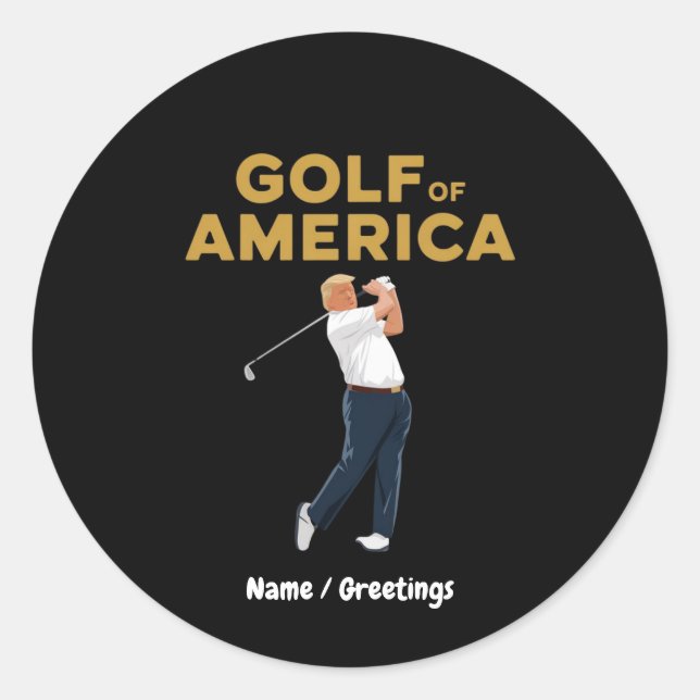 Sticker Rond Hilarious Funny Golf of America Mème Trump Pun (Devant)