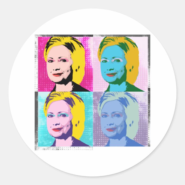 Sticker Rond hillary 2016 pop art - -  (Devant)